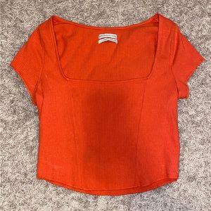 Urban Outfitters Meg Squareneck Top, Size large, red/orange